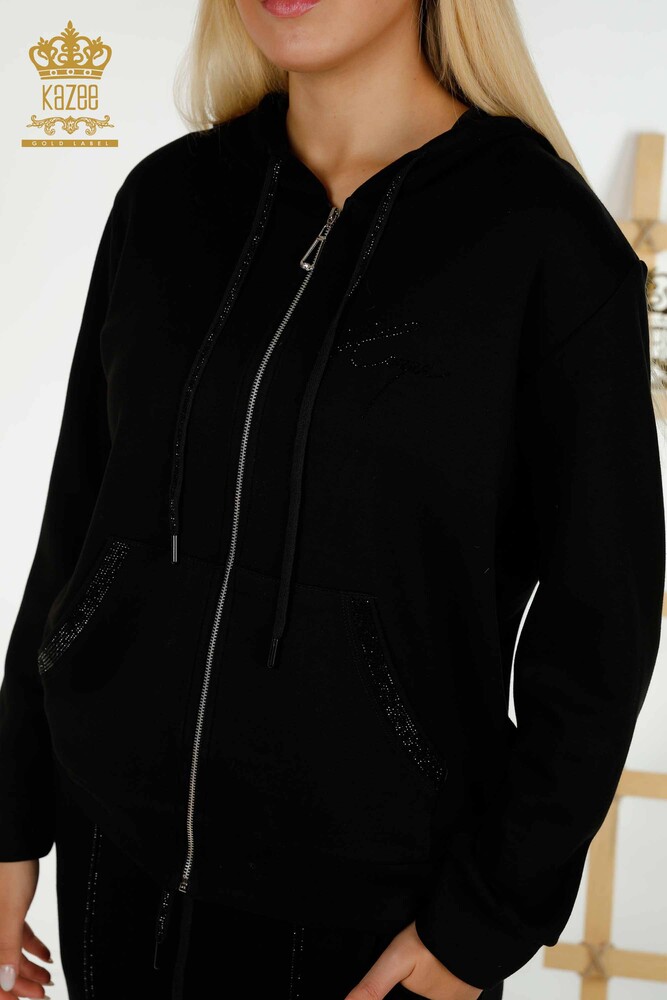 Женский спортивный костюм оптом с капюшоном черный - 17598 | КАZEE - 5