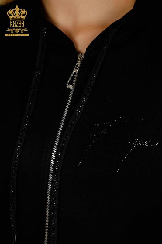 Женский спортивный костюм оптом с капюшоном черный - 17598 | КАZEE