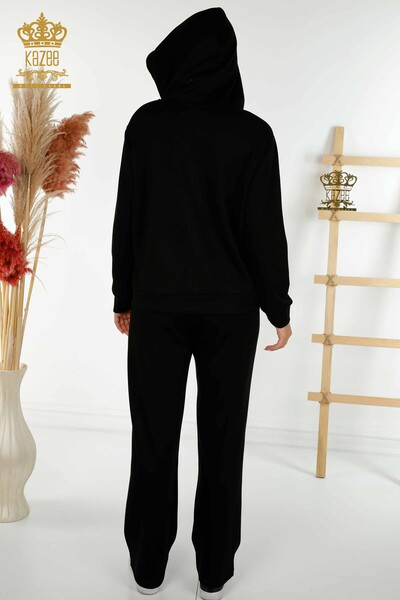 Женский спортивный костюм оптом с капюшоном черный - 17598 | КАZEE - Thumbnail