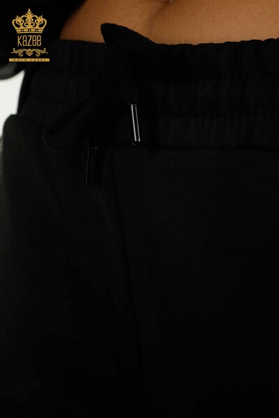 Оптовый женский тройной спортивный костюм с капюшоном, черный - 17616 | КАZEE - Thumbnail