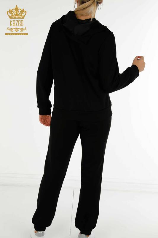Женский спортивный костюм оптом с капюшоном черный - 20414 | КAZEE
