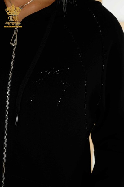 Женский спортивный костюм оптом с капюшоном черный - 20415 | КАZEE - Thumbnail