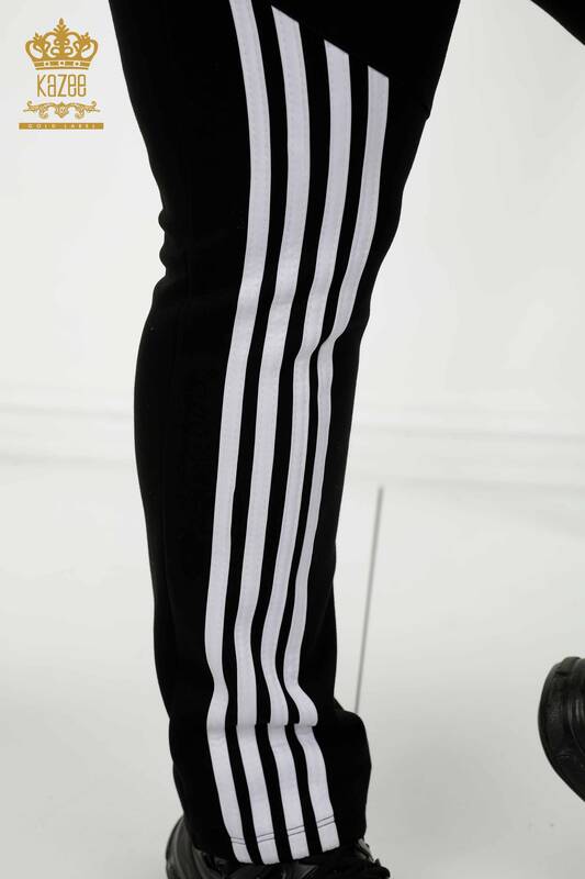 Женский спортивный костюм оптом с капюшоном черный белый - 17569 | КАZEE