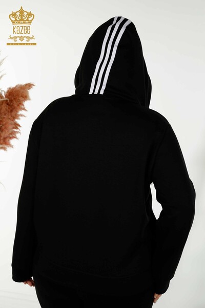 Женский спортивный костюм оптом с капюшоном черный белый - 17569 | КАZEE - Thumbnail