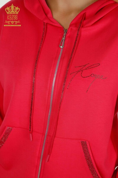 Женский спортивный костюм оптом с капюшоном цвета фуксии - 17598 | КАZEE - 6