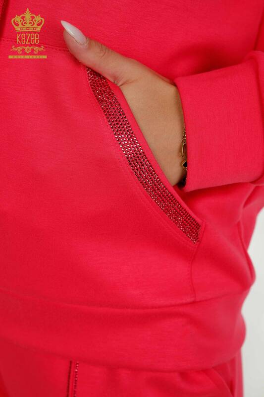 Женский спортивный костюм оптом с капюшоном цвета фуксии - 17598 | КАZEE