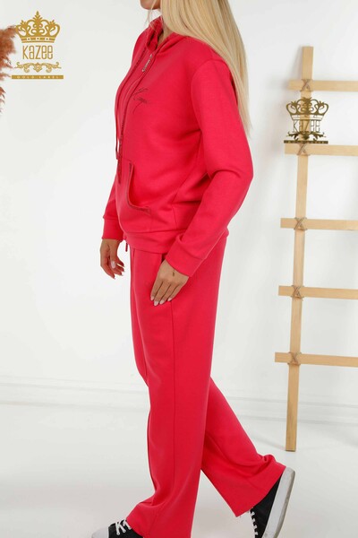 Женский спортивный костюм оптом с капюшоном цвета фуксии - 17598 | КАZEE - Thumbnail