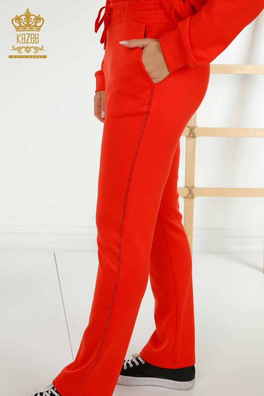 Оптовый женский спортивный костюм с капюшоном оранжевый - 20415 | КАZEE