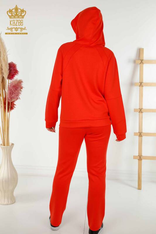 Оптовый женский спортивный костюм с капюшоном оранжевый - 20415 | КАZEE