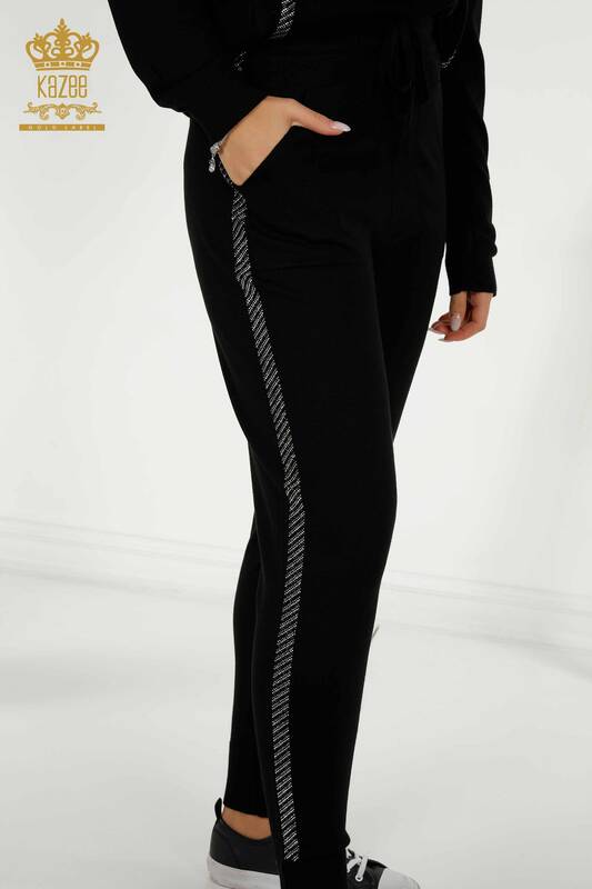 Женский спортивный костюм оптом с карманной молнией черного цвета - 16679 | КАZEE