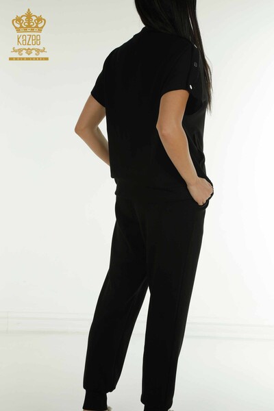 Женский спортивный костюм оптом с коротким рукавом, черный - 17680 | КАZEE - Thumbnail