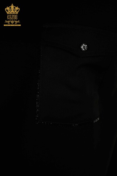 Оптовая продажа женского спортивного костюма с коротким рукавом черного цвета - 17692 | КАZEE - Thumbnail