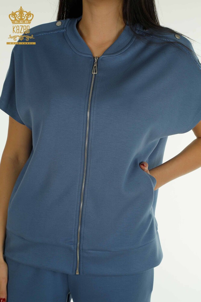 Оптовая продажа женского спортивного костюма с коротким рукавом цвета индиго - 17680 | КАZEE - 4