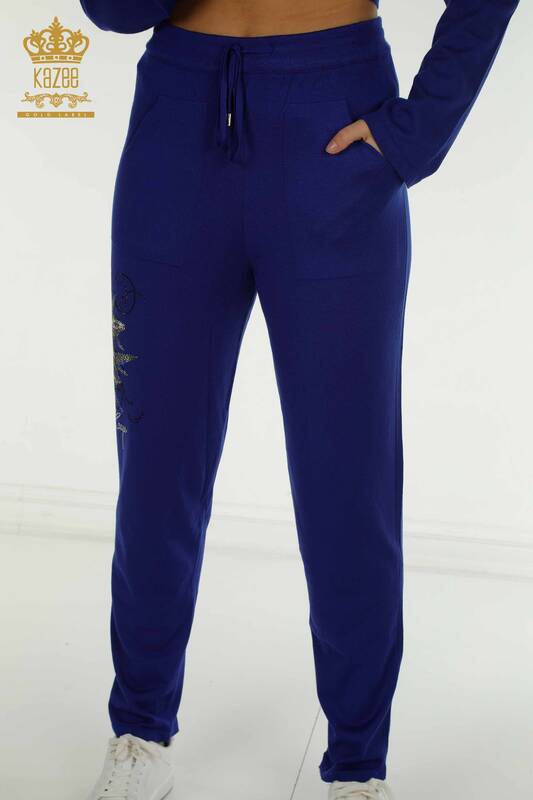 Оптовые женские спортивные костюмы Сакс с цветочным узором - 16661 | КАZEE