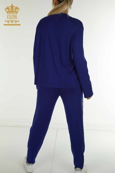 Оптовые женские спортивные костюмы Сакс с цветочным узором - 16661 | КАZEE - Thumbnail