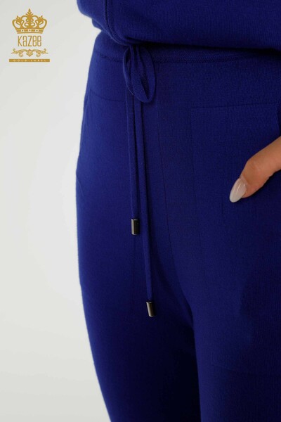 Оптовая продажа женского спортивного костюма с вышивкой камнями, электрический цвет - 16677 | КАZEE - Thumbnail