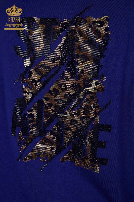Оптовая продажа женского спортивного костюма с вышивкой камнями, электрический цвет - 16677 | КАZEE