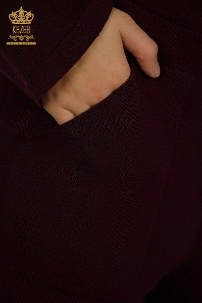 Женский спортивный костюм оптом, сливовый с цветочным узором - 16661 | КАZEE - Thumbnail