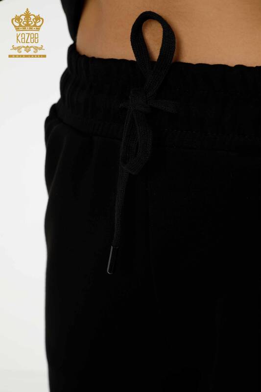 Оптовый женский спортивный костюм в полоску с капюшоном, черно-белый - 17567 | КAZEE