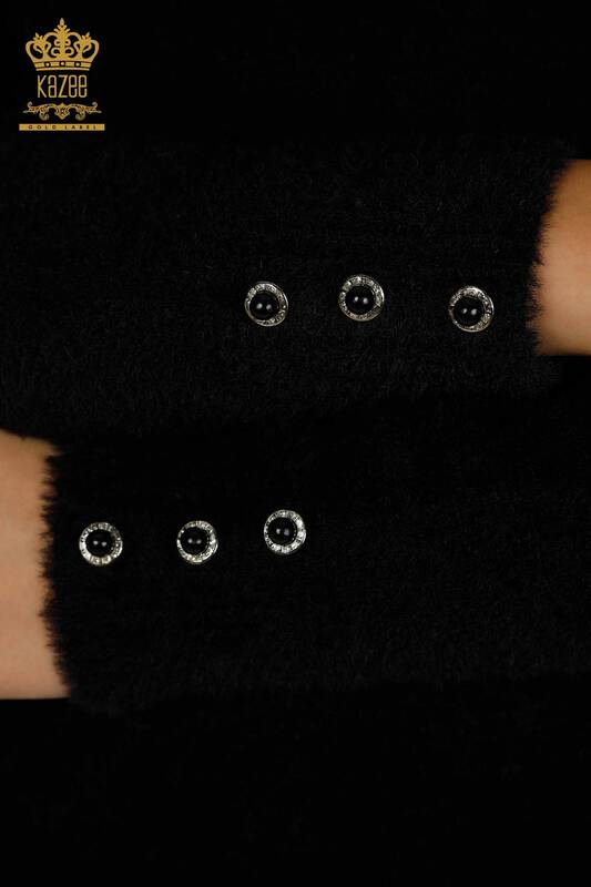 Женский свитер из ангоры с пуговицами оптом, черный - 30667 | КАZEE