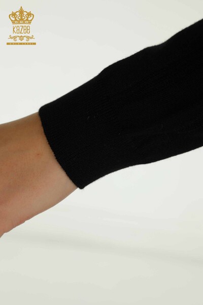 Женский вязаный свитер оптом, черный с дырочками - 30781 | КАZEE - Thumbnail