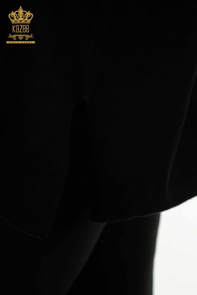 Женский вязаный свитер оптом с карманами черного цвета - 30622 | КАZEE - Thumbnail