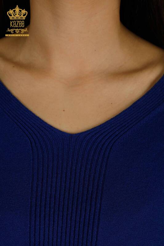 Женский вязаный свитер с разрезом оптом, электрический цвет - 30193 | КАZEE