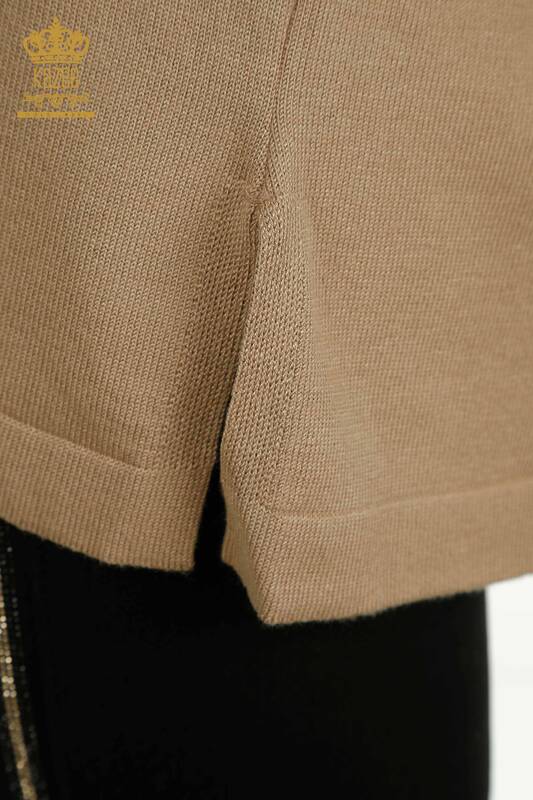 Женский вязаный свитер с тигровым узором оптом, бежевый - 30746 | КАZEE