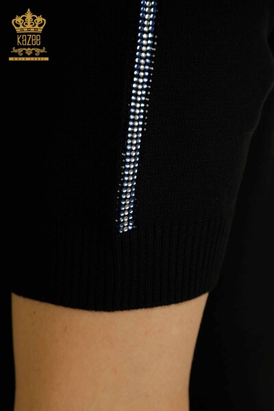 Женский вязаный свитер с виноградным узором оптом, черный - 30488 | КАZEE - Thumbnail