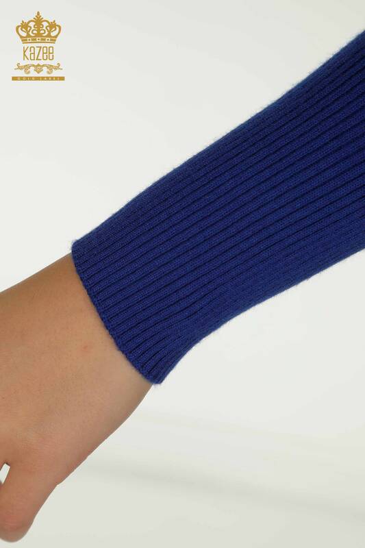 Женский вязаный свитер с воротником оптом Электрический цвет - 30392 | КАZEE