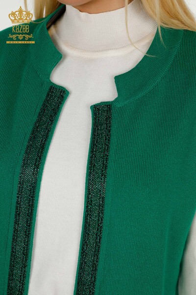 Женский жилет с вышивкой хрустальным камнем оптом, зеленый - 30606 | КАZEE - Thumbnail