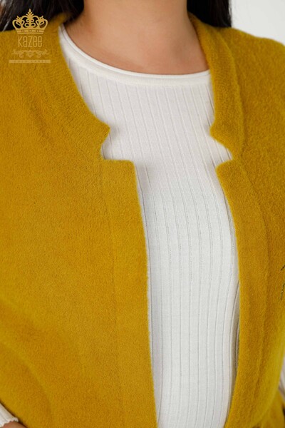 Женский жилет с двумя карманами оптом, горчичный - 30582 | КАZEE - Thumbnail