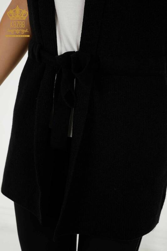 Женский жилет с веревочной завязкой оптом, черный - 30410 | КАZEE