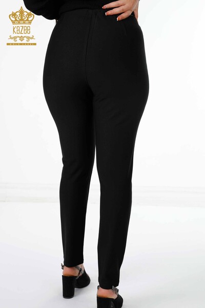 Оптовые женские брюки с вышивкой камнем в полоску с узором - 3439 | КАZЕЕ - Thumbnail