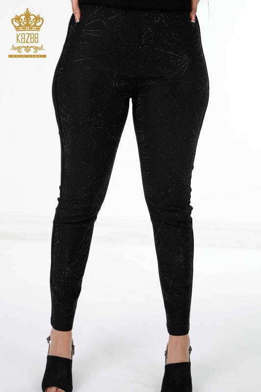 Оптовые женские брюки с вышивкой камнем в полоску с узором - 3439 | КАZЕЕ