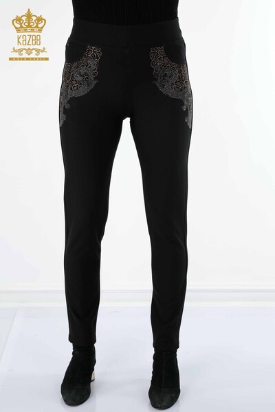 Kazee - Оптовые женские брюки с леопардовой вышивкой, вышитые хрустальным камнем - 3407 | КАZЕЕ (1)