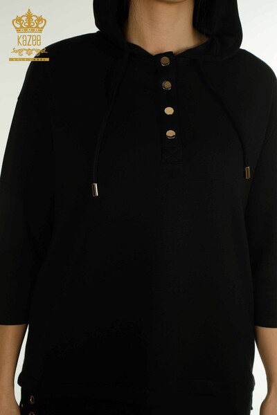 Оптовые женские шорты Спортивный костюм с капюшоном Черный - 17695 | КАZEE - Thumbnail