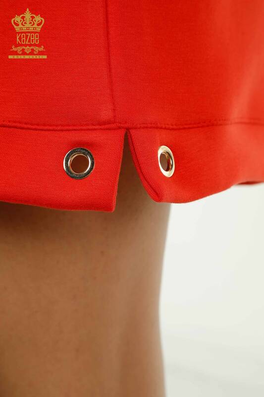 Оптовая продажа женских шорт в спортивном костюме с капюшоном оранжевого цвета - 17695 | КАZEE