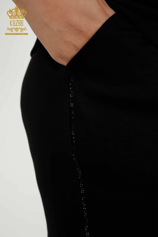 Женский спортивный костюм оптом, вышитый камнем, черный - 20448 | КАЗЕЕ
