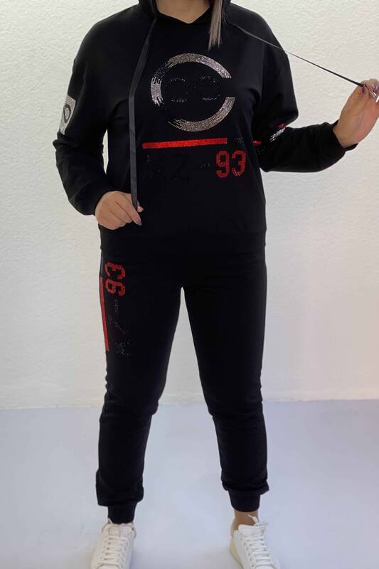 Женский спортивный костюм оптом с каменным рисунком и капюшоном - 17354 | КАZЕЕ