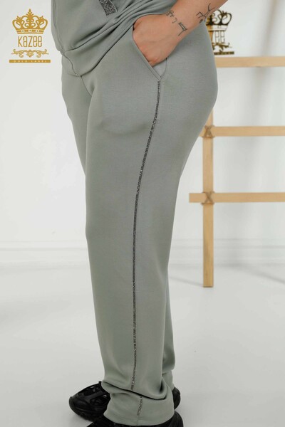 Женский спортивный костюм оптом с вышивкой мятным камнем - 20448 | КАЗЕЕ - Thumbnail