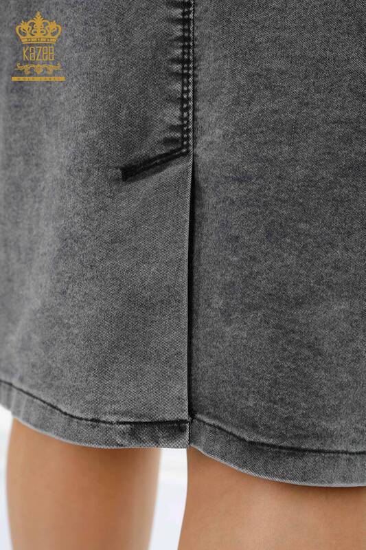 Женская юбка оптом с рисунком ромашки и вышитым камнем карманом - 4177 | КАZЕЕ