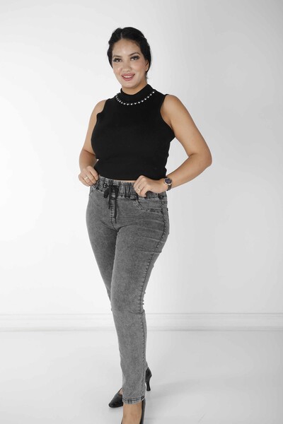 Pantalon à Taille Nouée Noir - 3698 | KAZEE (Lot de 4 42-44-46-48) - Kazee
