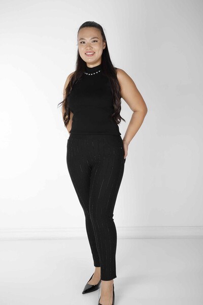 Pantalon Brodé Pierre Noir - 3781 | KAZEE (Lot de 4 42-44-46-48) - Kazee