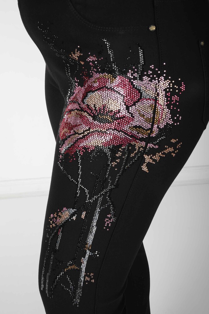Pantalon Noir à Motif Floral Coloré - 3780 | KAZEE (Lot de 4 42-44-46-48) - 4