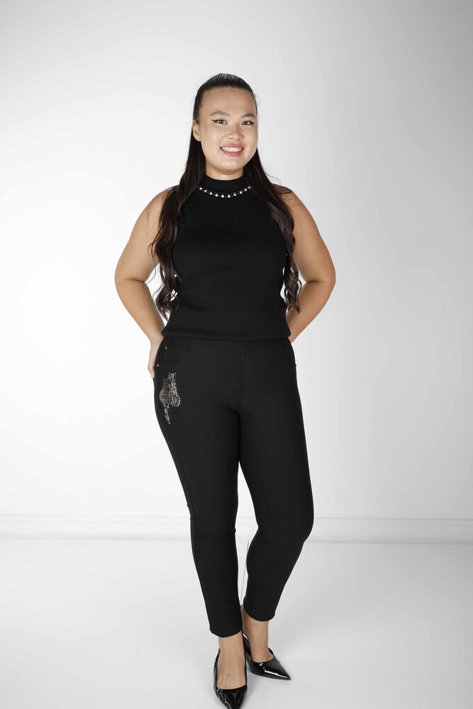 Pantalon Noir à Motif Chat - 3733 | KAZEE (Lot de 4 36-38-40-42) - 1