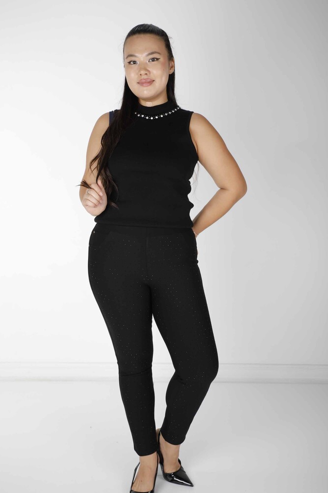 Pantalon Pierre Brodée Noir - 3207 | KAZEE (Lot de 4 36 38 40 42) - 1