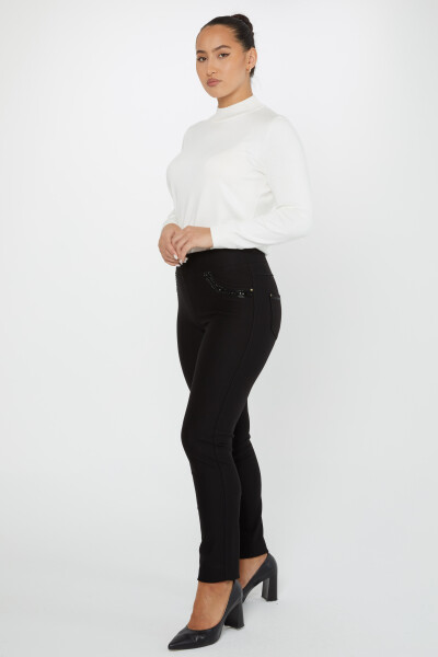 Pantalon taille élastique avec poches Noir - 3769 | KAZEE (Lot de 4 42-44-46-48) - Kazee