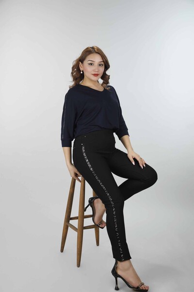 Venta al por mayor Pantalones de Mujer con Raya Lateral y Bolsillo Detallado - 3327 | kazee - Thumbnail