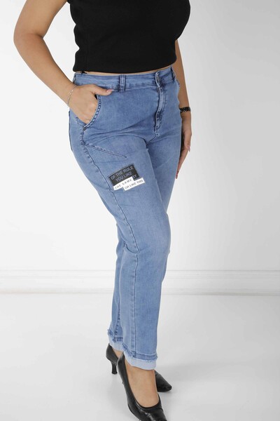 Pantaloni Albastru cu Detaliu Text - 3677 | KAZEE (Set de 4 42-44-46-48) - KAZEE (1)